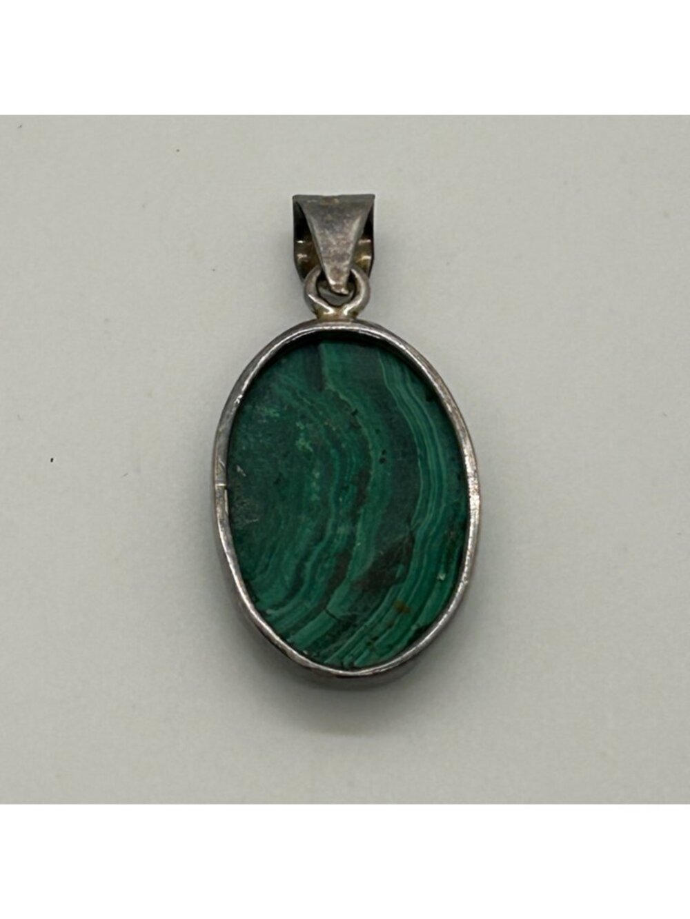 Natural Malachite Pendant 925 Sterling Silver Oval Green Banded Gemstone Necklac - Picture 8 of 12